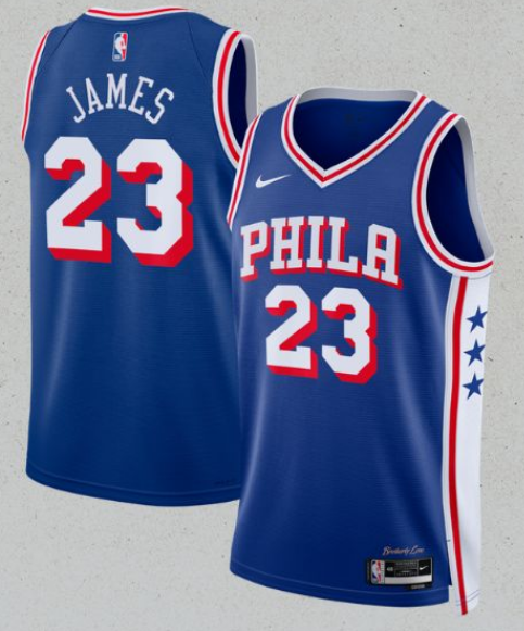 Philadelphia 76ers #23 LeBron James Royal 2026 Icon Edition Stitched Jersey