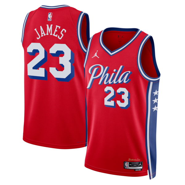 Philadelphia 76ers #23 LeBron James Red 2026 Statement Edition Stitched Jersey