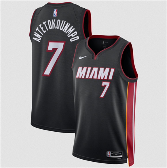 Miami Heat #7 Giannis Antetokounmpo Black 2026 Icon Edition Swingman Stitched Jersey
