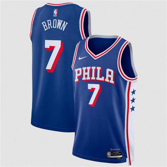 Philadelphia 76ers #7 Jaylen Brown Royal 2026 Icon Edition Stitched Jersey