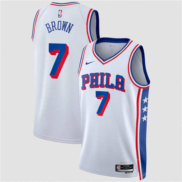 Philadelphia 76ers #7 Jaylen Brown White 2026 Association Edition Stitched Jersey