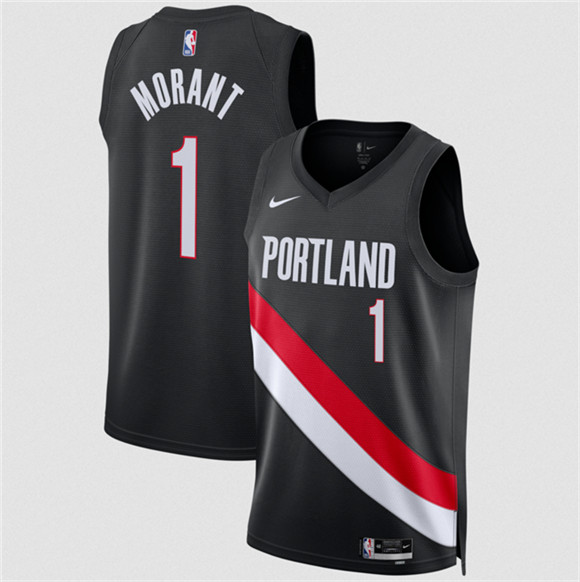 Portland Trail Blazers #1 Ja Morant Black 2026 Icon Edition Stitched Basketball Jersey