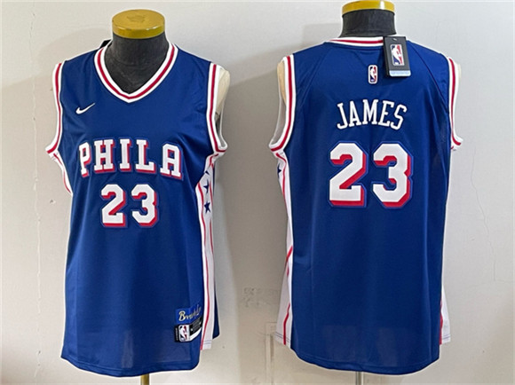 Women's Philadelphia 76ers #23 LeBron James Royal 2026 Icon Edition Stitched Basketball Jersey(Run Small)