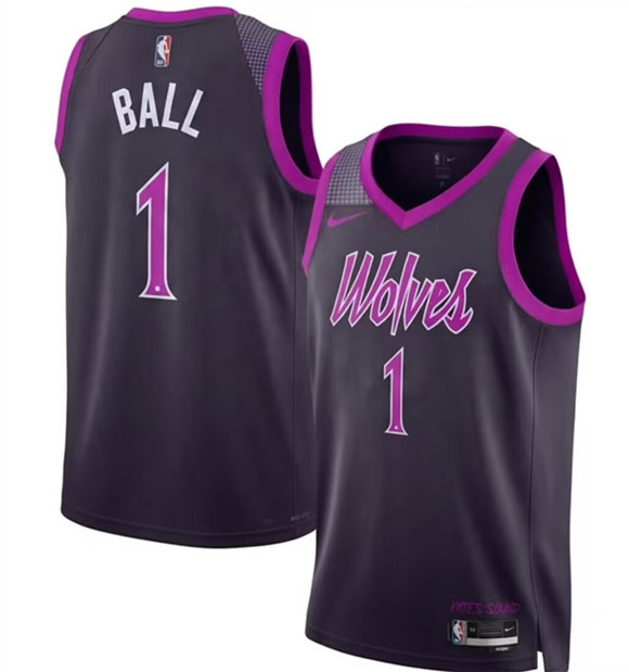Minnesota Timberwolves #1 LaMelo Ball 2026 Purple City Edition Stitched Jersey