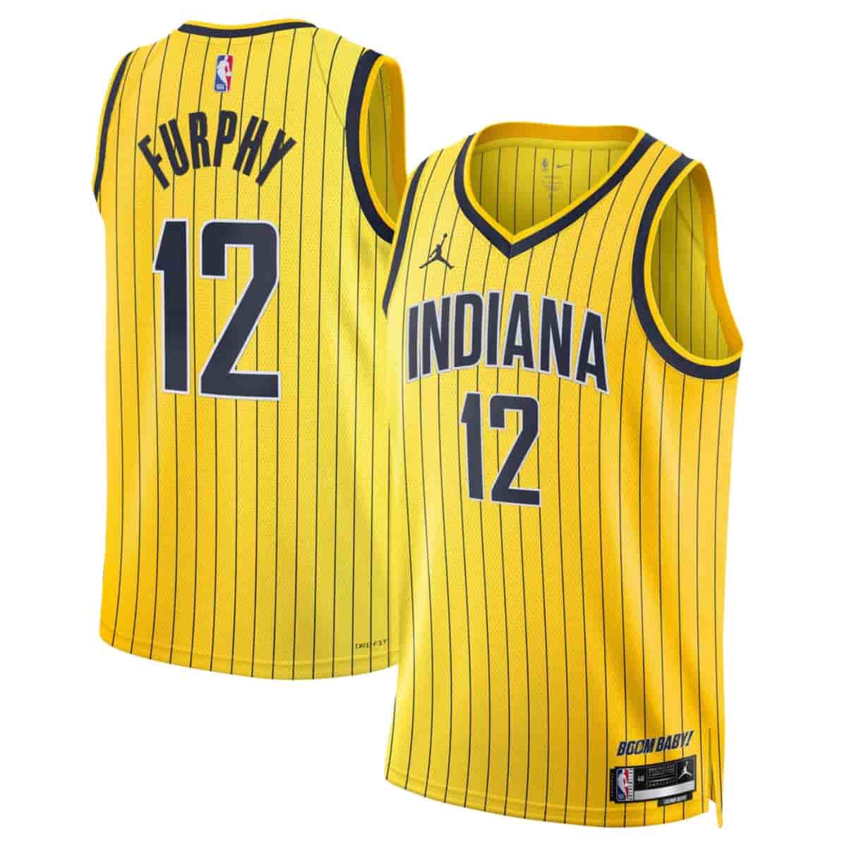 Indiana Pacers #12 Johnny Furphy Yellow 2026-27 Statement Edition Swingman Stitched Basketball Jersey