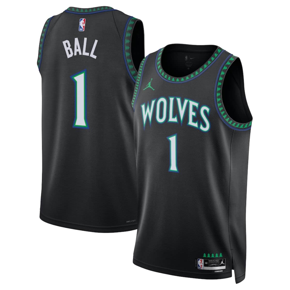 Minnesota Timberwolves #1 LaMelo Ball Black 2026-27 Statement Swingman Edition Stitched Basketball Jersey