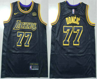 Los Angeles Lakers #77 Luka Doncic Black Stitched Jersey