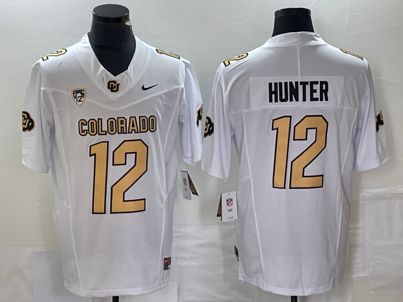 Colorado Buffaloes #12 Travis Hunter White Stitched Football Jersey