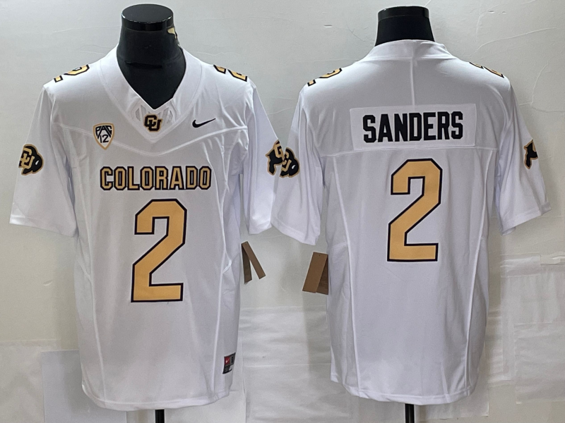 Colorado Buffaloes #2 Shedeur Sanders White Stitched Football Jersey