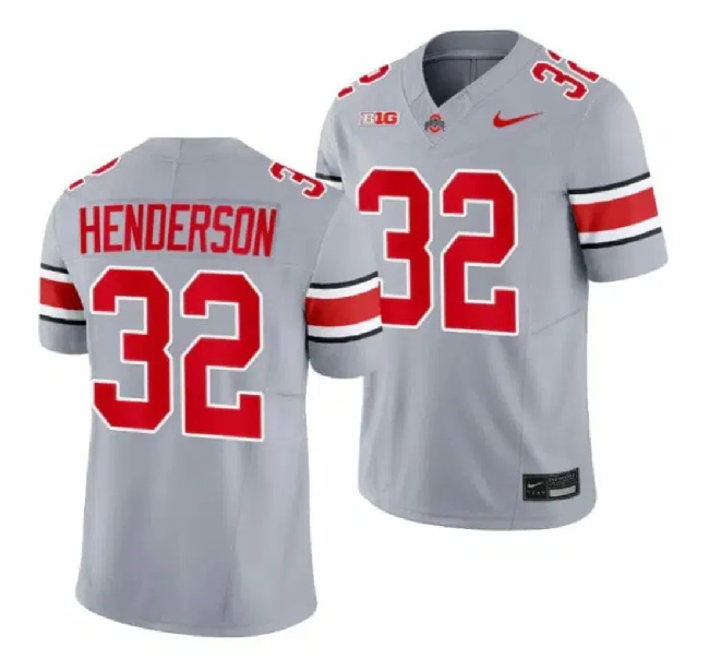 Ohio State Buckeyes #32 TreVeyon Henderson Gray Limited Stitched Jersey Ohio State Buckeyes #32 TreVeyon Henderson Gray Limited Stitched Jersey