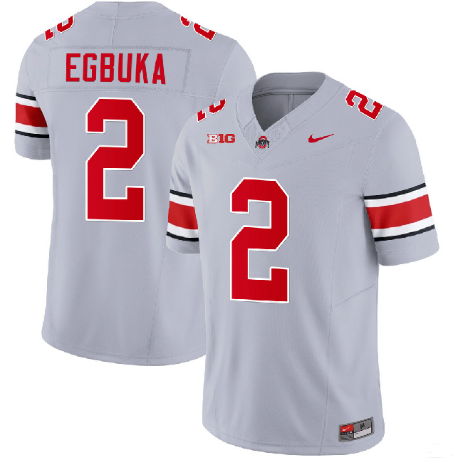 Ohio State Buckeyes #2 Emeka Egbuka Gray Limited Stitched Jersey Ohio State Buckeyes #2 Emeka Egbuka Gray Limited Stitched Jersey