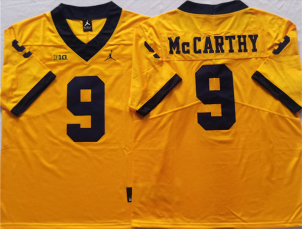 Michigan Wolverines #9 McCARTHY Yellow Stitched Jersey Michigan Wolverines #9 McCARTHY Yellow Stitched Jersey