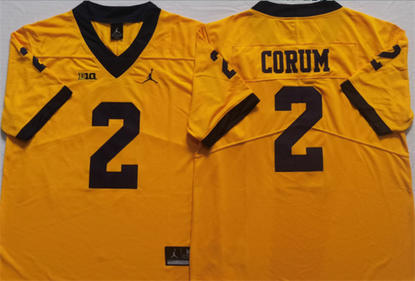 Michigan Wolverines #2 CORUM Yellow Stitched Jersey Michigan Wolverines #2 CORUM Yellow Stitched Jersey