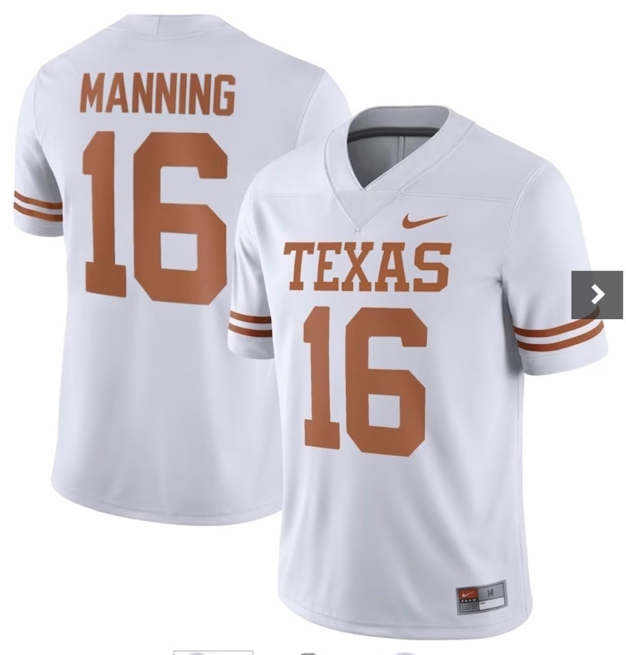 Texas Longhorns #16 Arch Manning White Stitched Jersey
