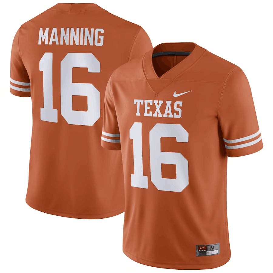 Texas Longhorns #16 Arch Manning Orange Stitched Jersey