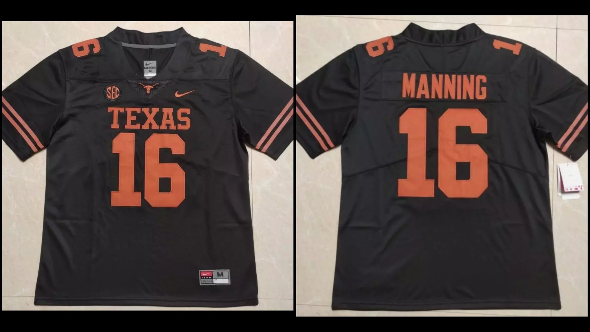 Texas Longhorns #16 Peyton Manning Black Stitched Jersey