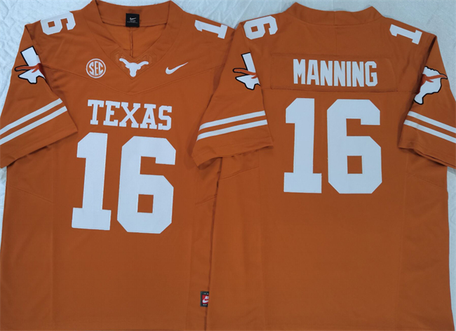 Texas Longhorns #16 Peyton Manning Orange F.U.S.E Stitched Jersey