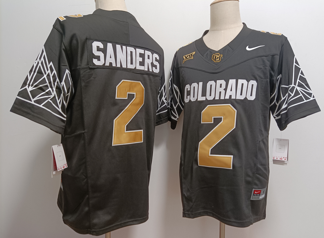 Colorado Buffaloes #2 Shedeur Sanders Black Gold With XII Patch FUSE Vapor Stitched Jersey