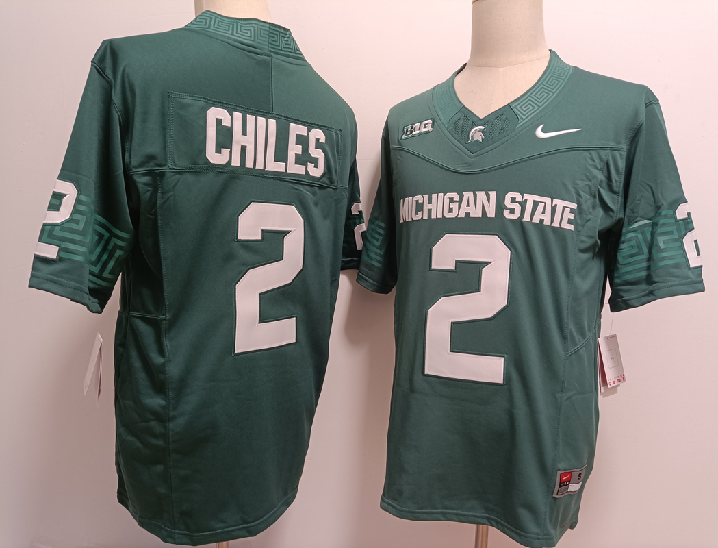Michigan State Spartans #2 Aidan Chiles Green FUSE College Football Jersey