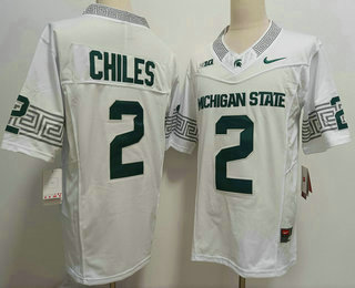 Michigan State Spartans #2 Aidan Chiles White FUSE College Football Jersey