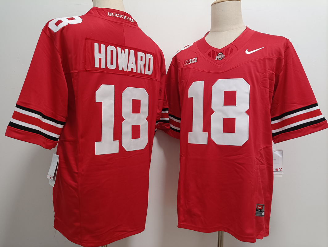 Ohio State Buckeyes #18 Will Howard Red FUSE College Football Jersey Ohio State Buckeyes #18 Will Howard Red FUSE College Football Jersey
