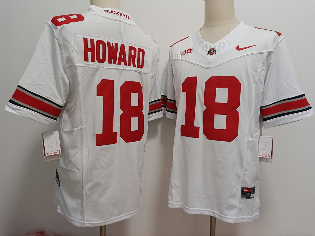 Ohio State Buckeyes #18 Will Howard White FUSE College Football Jersey Ohio State Buckeyes #18 Will Howard White FUSE College Football Jersey