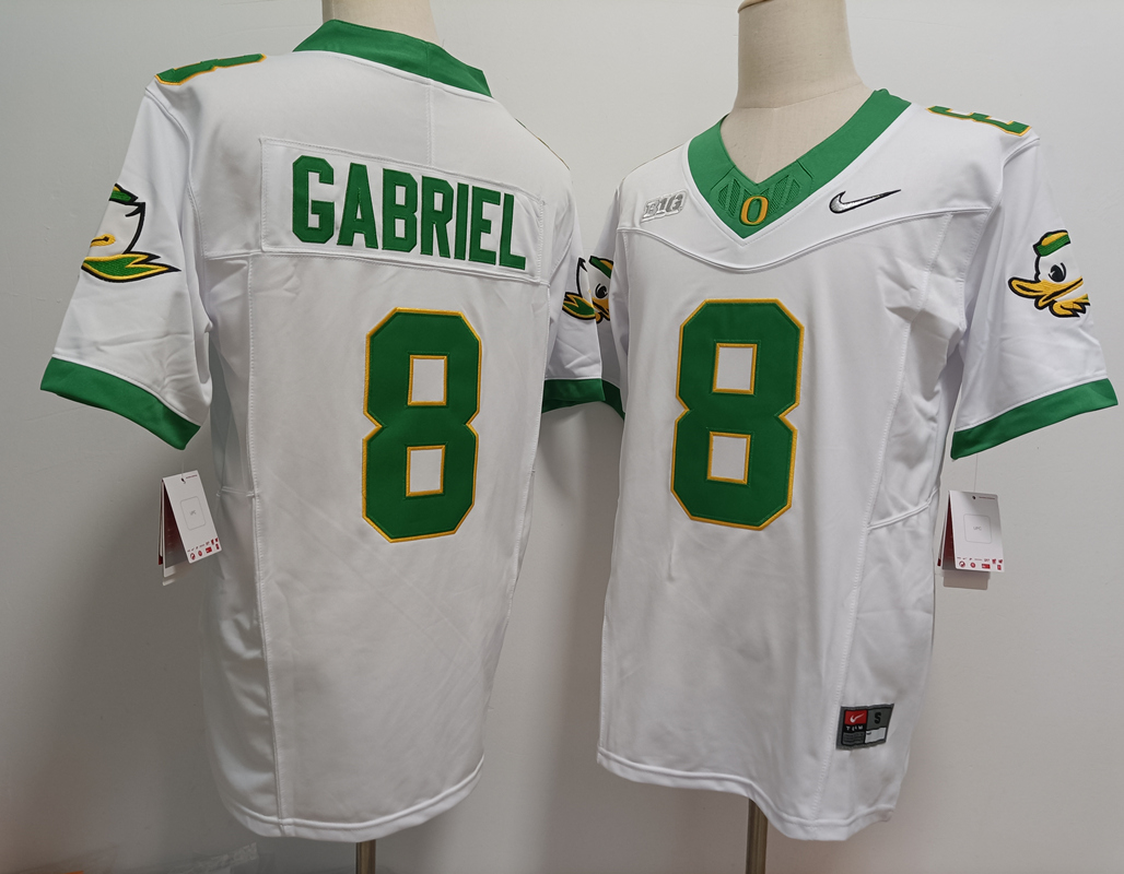 Oregon Ducks #8 Dillon Gabriel White 2024 FUSE College Football Jersey