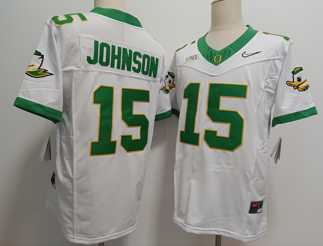 Oregon Ducks #15 Tez Johnson White 2024 FUSE College Football Jersey