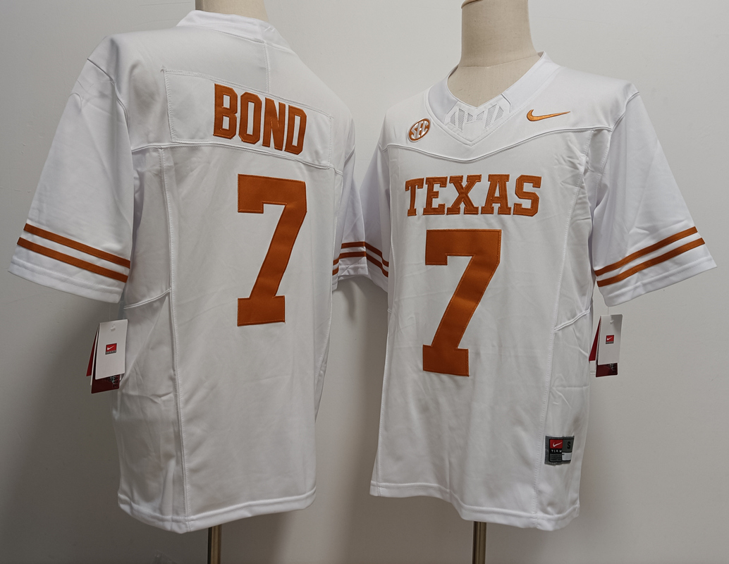 Texas Longhorns #7 Isaiah Bond White FUSE Stitched Jersey