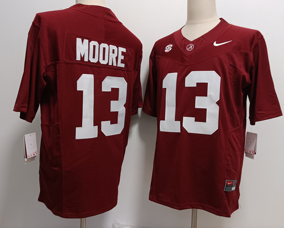 Alabama Crimson Tide #13 Malachi Moore Red FUSE College Stitched Jersey