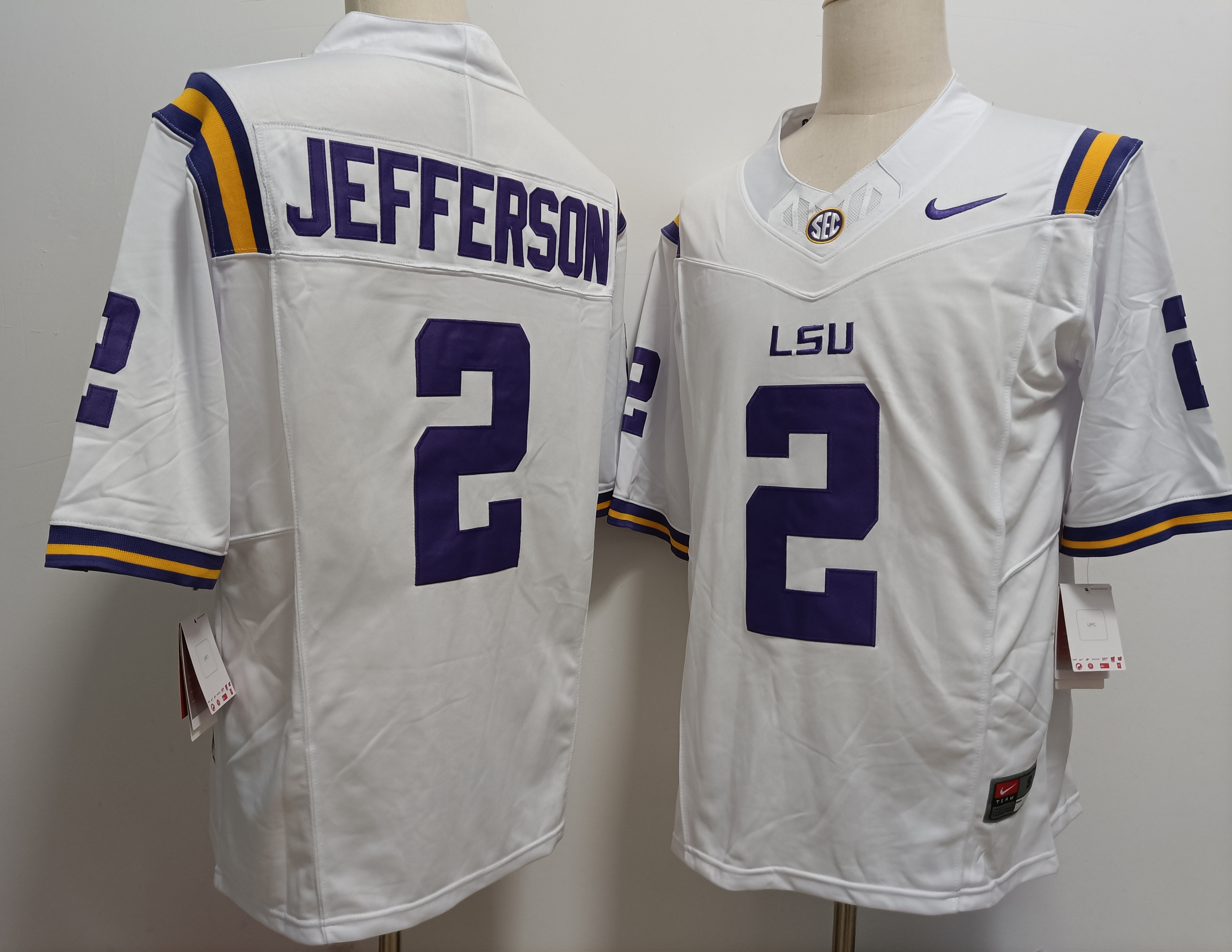 LSU Tigers #2 Justin Jefferson White FUSE College Stitched Jersey