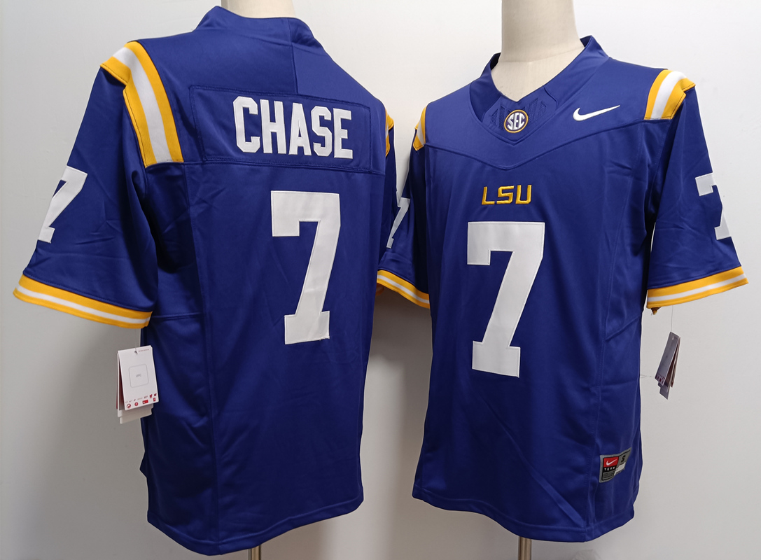 LSU Tigers #7 JaMarr Chase Purple FUSE College Stitched Jersey
