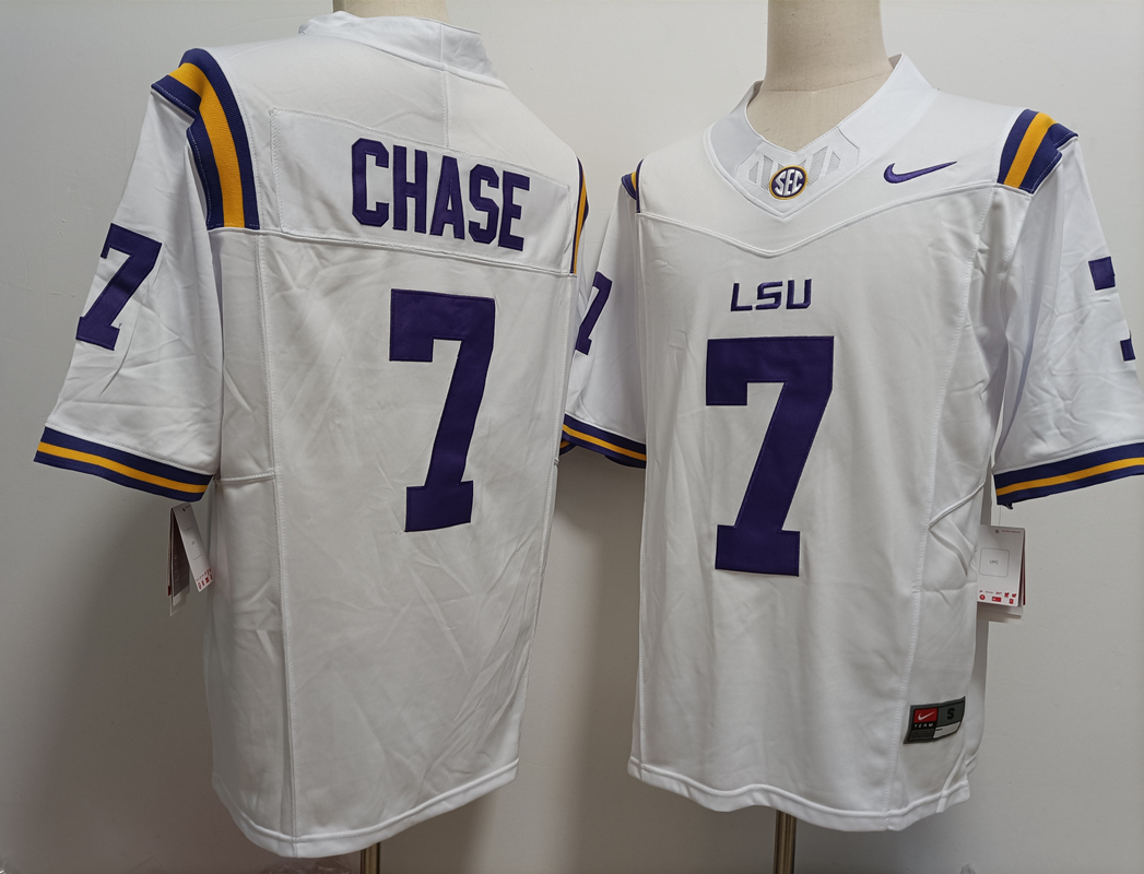 LSU Tigers #7 JaMarr Chase White FUSE College Stitched Jersey LSU Tigers #7 JaMarr Chase White FUSE College Stitched Jersey