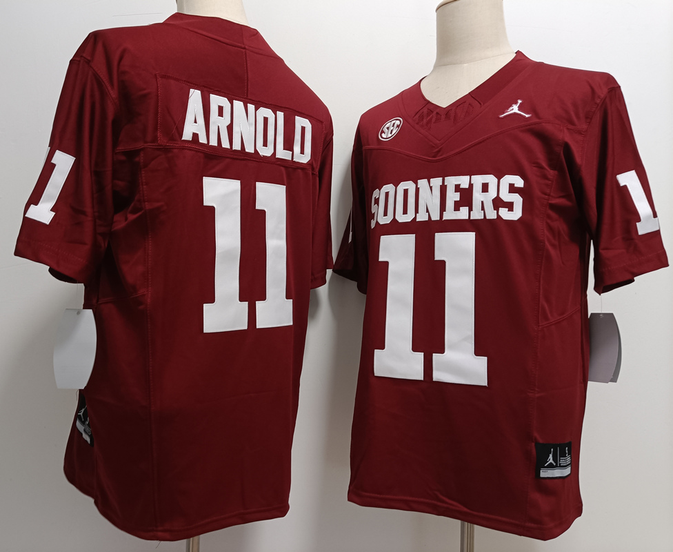 Oklahoma Sooners #11 Jackson Arnold Red FUSE College Stitched Jersey