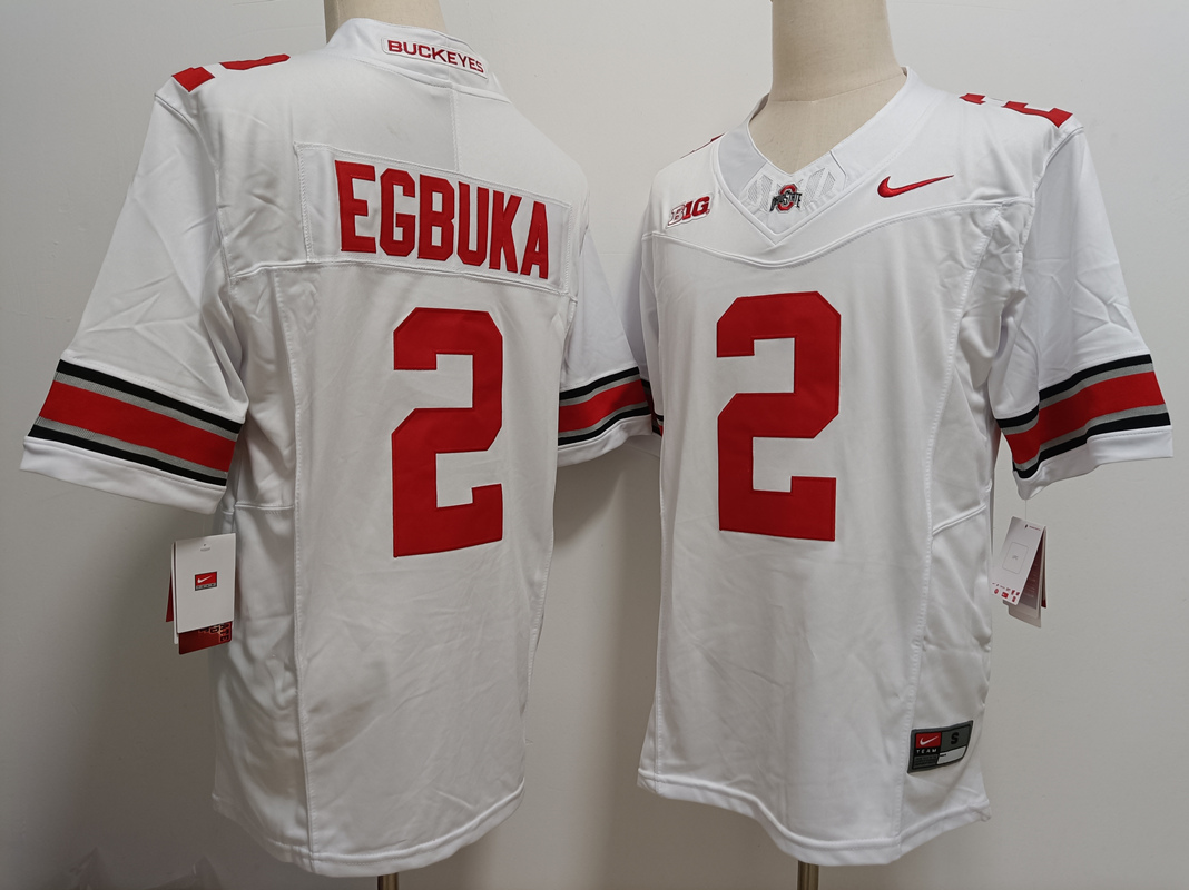 Ohio State Buckeyes #2 Emeka Egbuka White FUSE College Stitched Jersey Ohio State Buckeyes #2 Emeka Egbuka White FUSE College Stitched Jersey