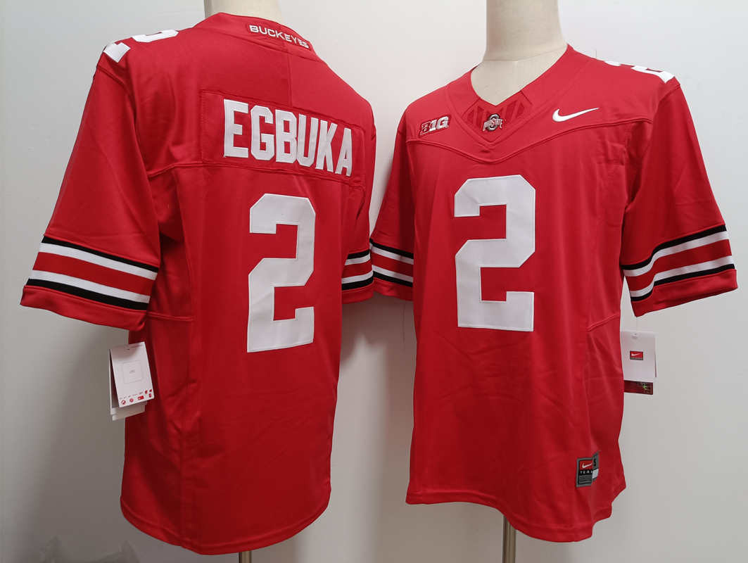 Ohio State Buckeyes #2 Emeka Egbuka Red FUSE College Stitched Jersey Ohio State Buckeyes #2 Emeka Egbuka Red FUSE College Stitched Jersey