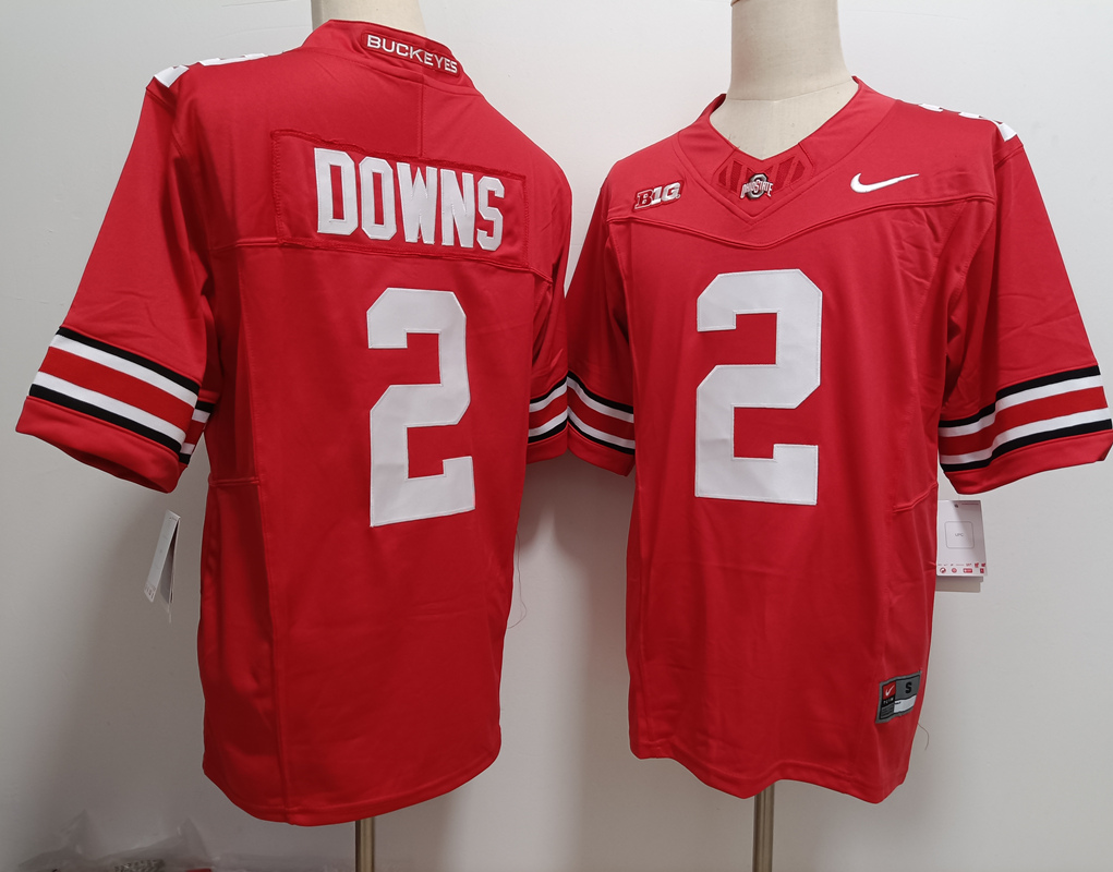 Ohio State Buckeyes #2 Caleb Downs Red FUSE College Stitched Jersey Ohio State Buckeyes #2 Caleb Downs Red FUSE College Stitched Jersey
