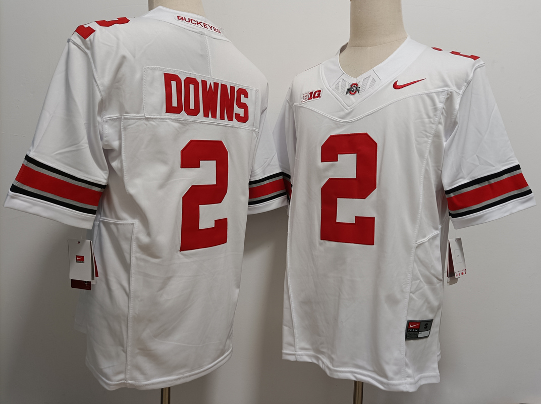 Ohio State Buckeyes #2 Caleb Downs White FUSE College Football Jersey Ohio State Buckeyes #2 Caleb Downs White FUSE College Football Jersey