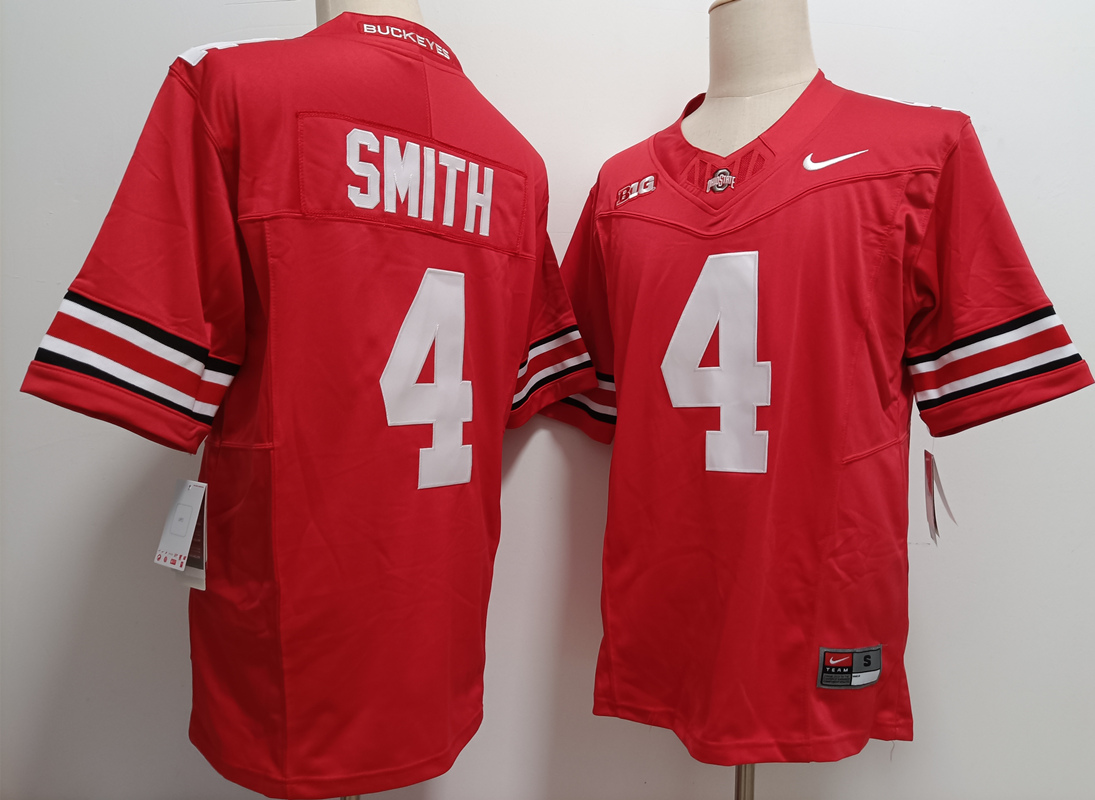 Ohio State Buckeyes #4 Jeremiah Smith Red FUSE College Stitched Jersey