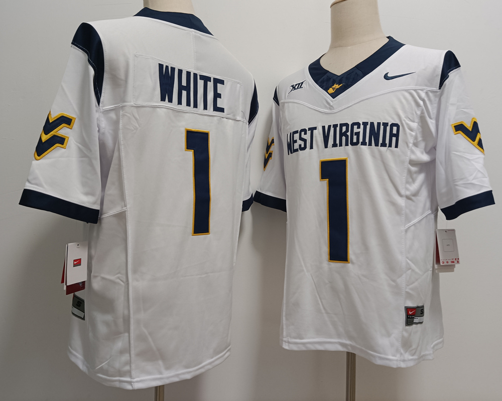 West Virginia Mountaineers #1 Jahiem White White FUSE College Stitched Jersey