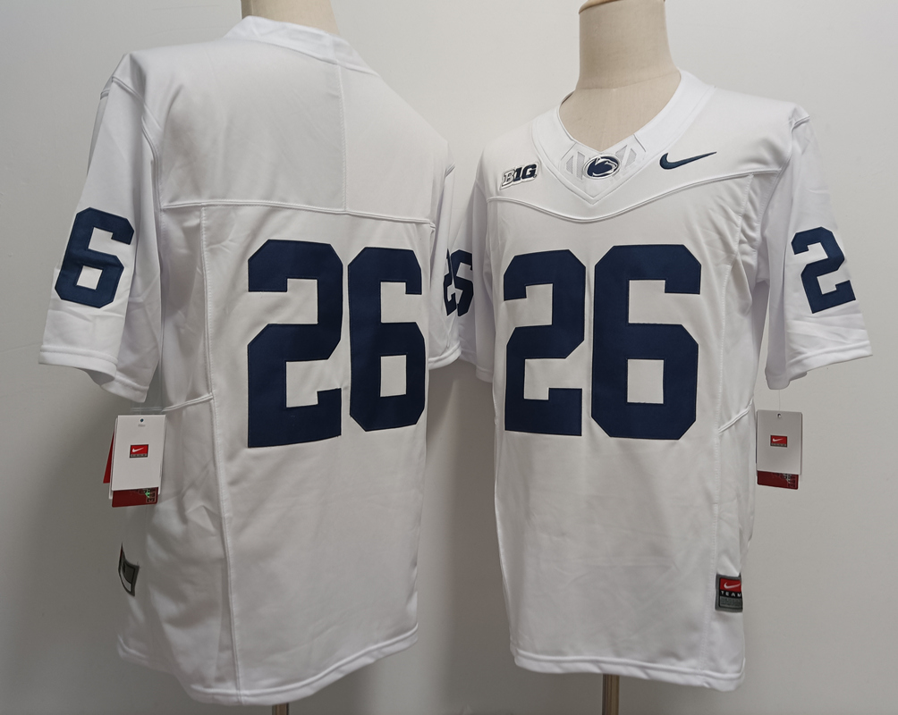 Penn State Nittany Lions #26 Saquon Barkley Without Name White FUSE College Football Jersey