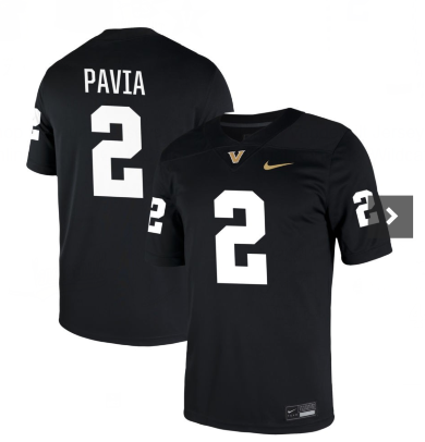 Vanderbilt Commodores #2 Diego Pavia Black Game Football Jersey