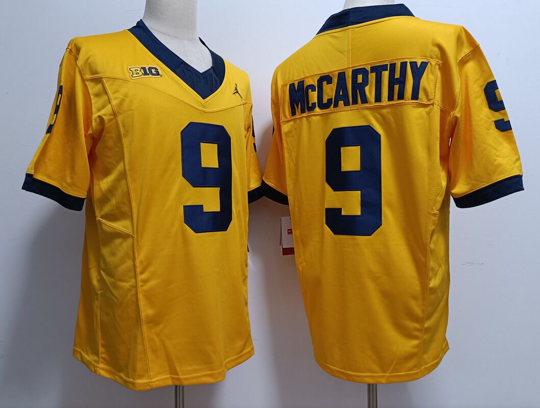 Michigan Wolverines #9 J.J. McCarthy Yellow Stitched Jersey Michigan Wolverines #9 J.J. McCarthy Yellow Stitched Jersey