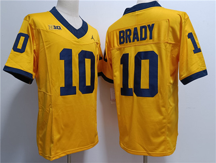 Michigan Wolverines #10 Tom Brady Yellow Stitched Jersey