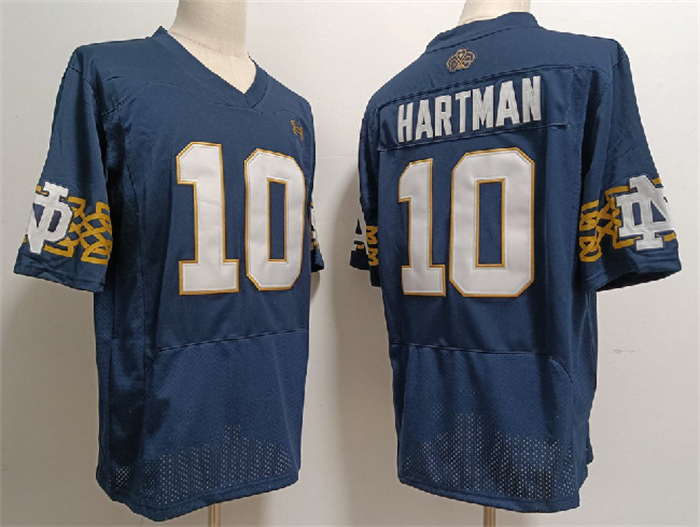 Notre Dame Fighting Irish #10 Sam Hartman Navy With Name Limited Stitched Jersey