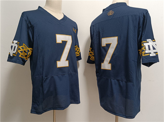 Notre Dame Fighting Irish #7 Audric Estime Navy Limited Stitched Jersey