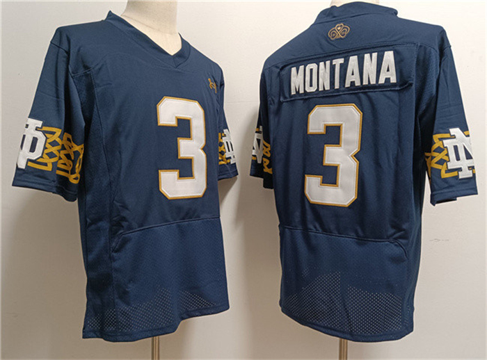 Notre Dame Fighting Irish #3 Joe Montana Navy With Name Limited Stitched Jersey