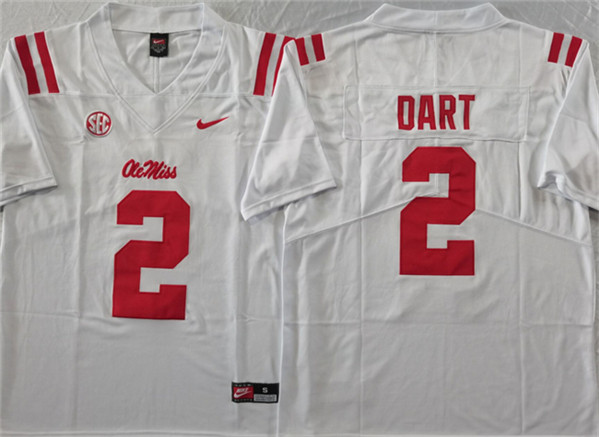 Ole Miss Rebels #2 Jaxson Dart White Stitched jersey
