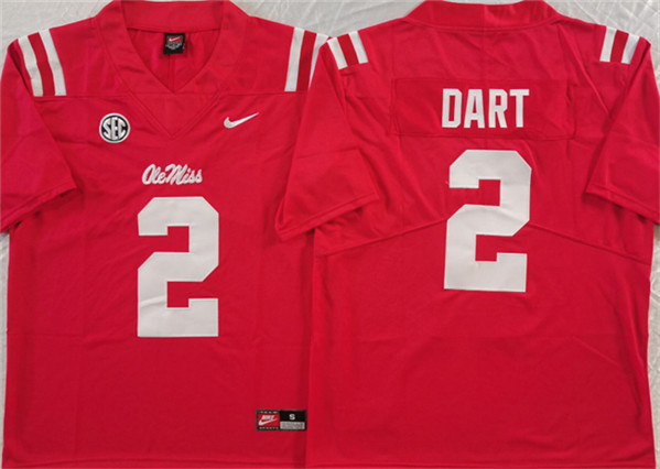 Ole Miss Rebels #2 Jaxson Dart Red Stitched jersey