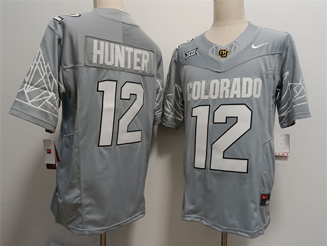 Colorado Buffaloes #12 Travis Hunter Grey With XII Patch 2024 F.U.S.E Stitched Football Jersey